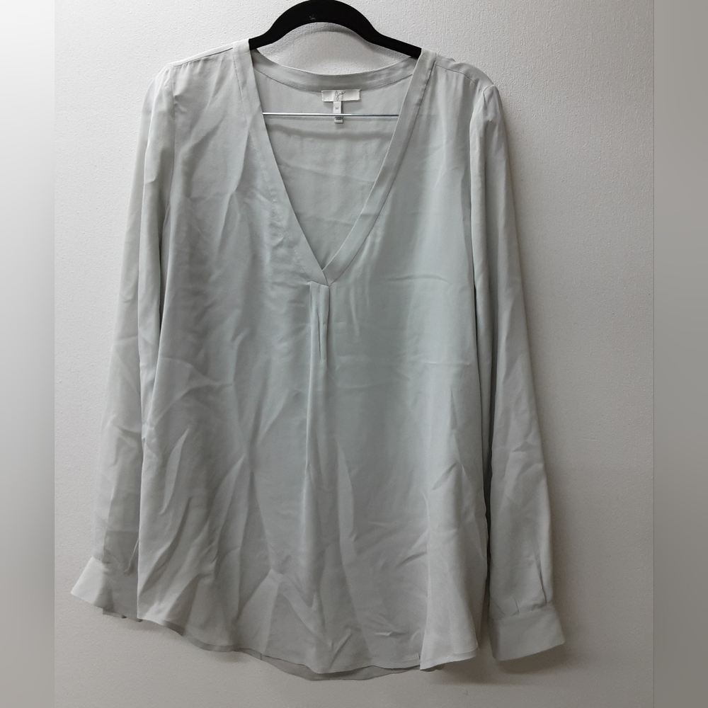 Joie Top Silver Smocked V-Neck Pullover